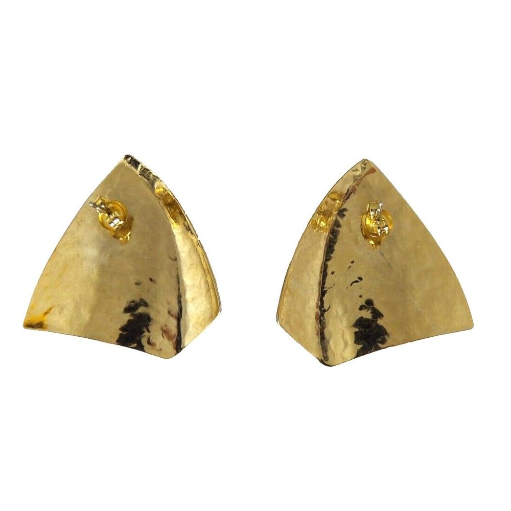 5 Pairs Goldtone Vintage Fashion Earrings Hoops Kite Triangle Shell Pierced - Picture 12 of 16